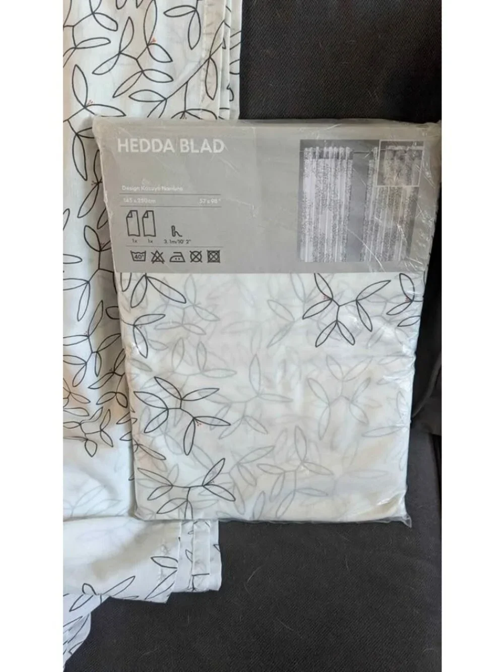 IKEA HEDDA BLAD Curtains panels black floral New